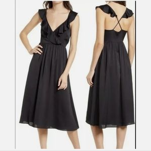 Madewell Ruffle-Front Criss Cross-Back Midi Dress Flowy Faux Wrap Event Party 16